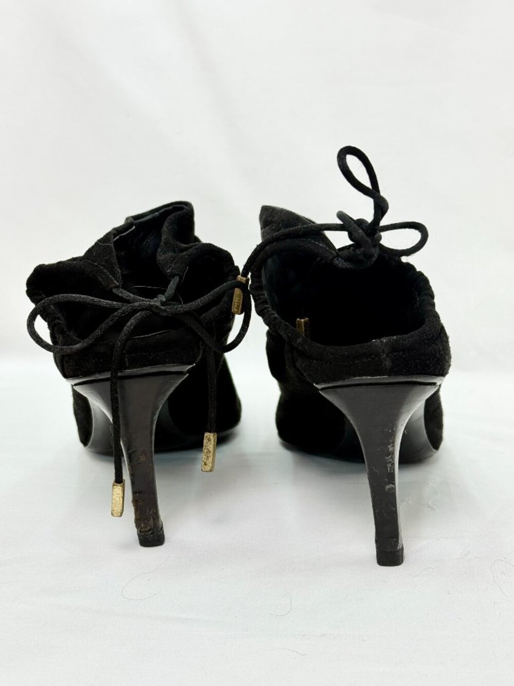 Gucci by Tom Ford 2004 Vintage Black Suede Ruched Ankle Heels – EU 36.5C - Picture 4 of 8